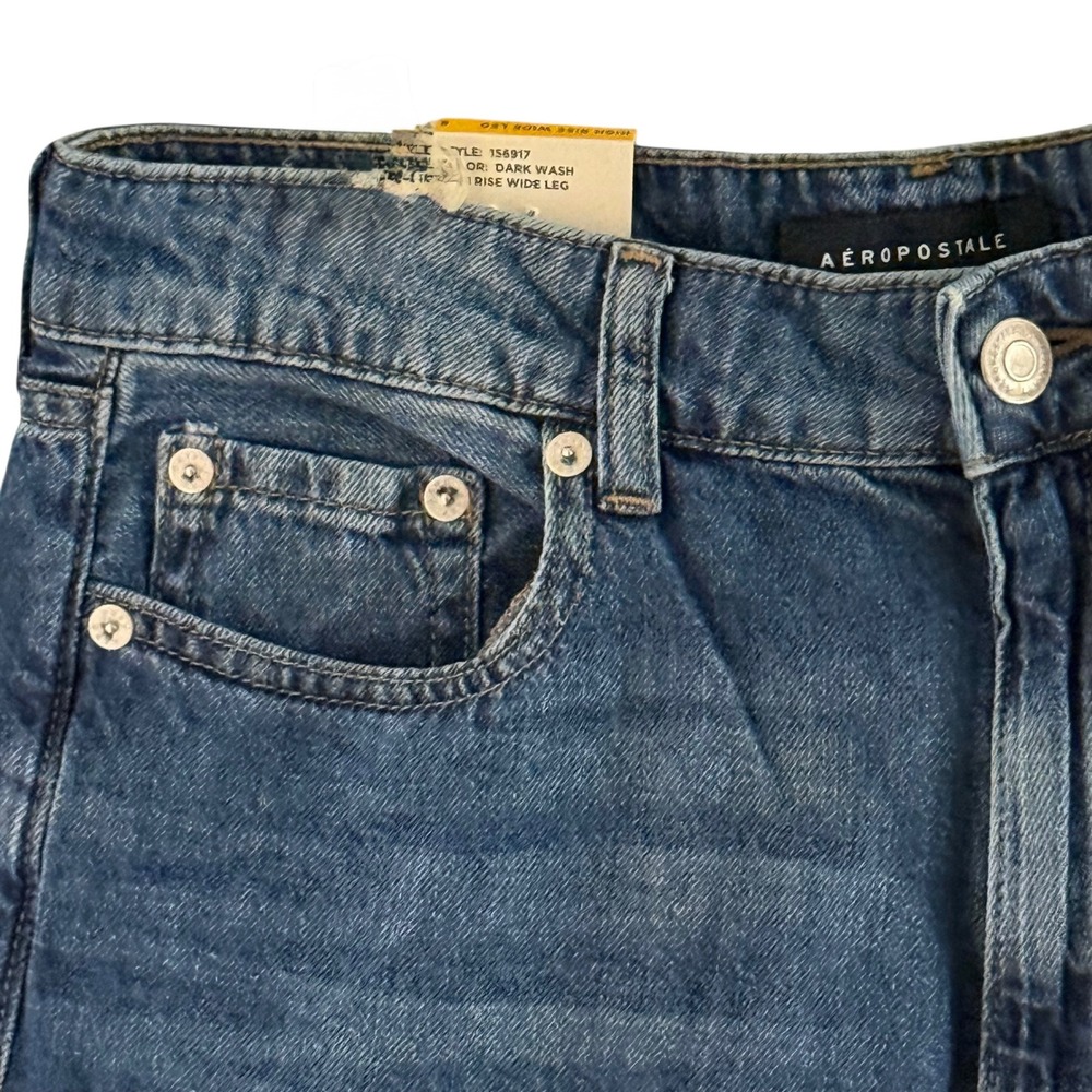 NWT Aeropostale‎ Women's Size 8 High Rise Full Wide Leg Jeans Dark Wash 5-pocket - Picture 8 of 16